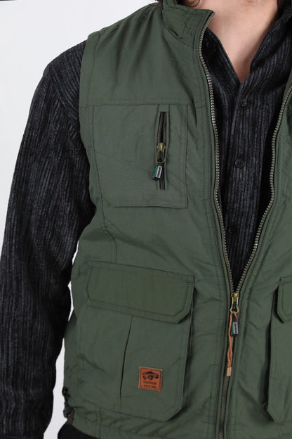 Insulated Erkek İçi Kürklü Cepli Yelek Koyu Yeşil