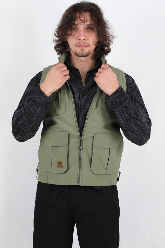 Insulated Erkek İçi Kürklü Cepli Yelek Haki