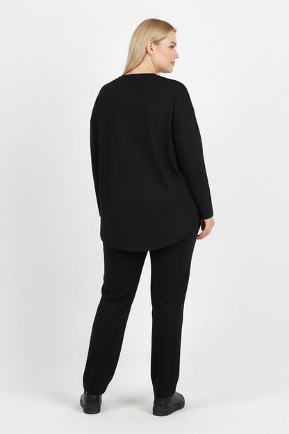 Modera Büyük Beden Parça Detay İkili Takım Siyah