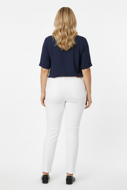 COMFORT Büyük Beden Likralı Pamuklu Pantolon Ekru