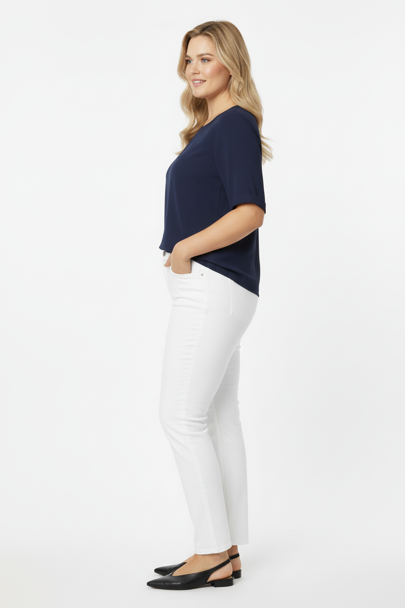 COMFORT Büyük Beden Likralı Pamuklu Pantolon Ekru