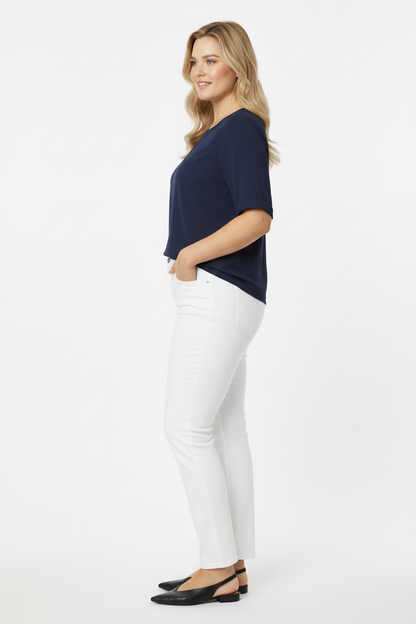 COMFORT Büyük Beden Likralı Pamuklu Pantolon Ekru