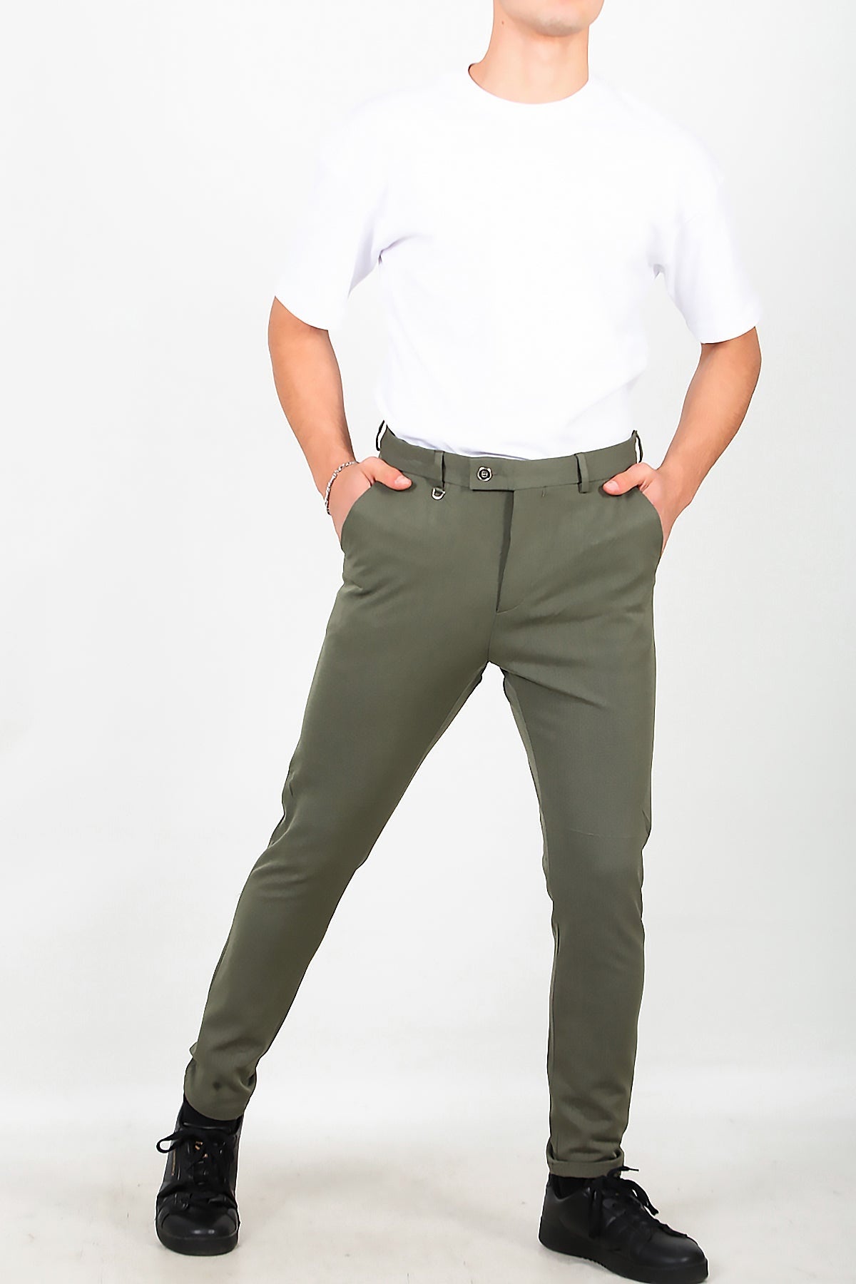Erkek Kumaş Pantolon Haki - Ön Görünüm