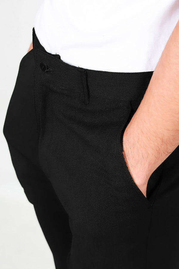 Erkek Kumaş Pantolon Siyah - Yakın Çekim Detay