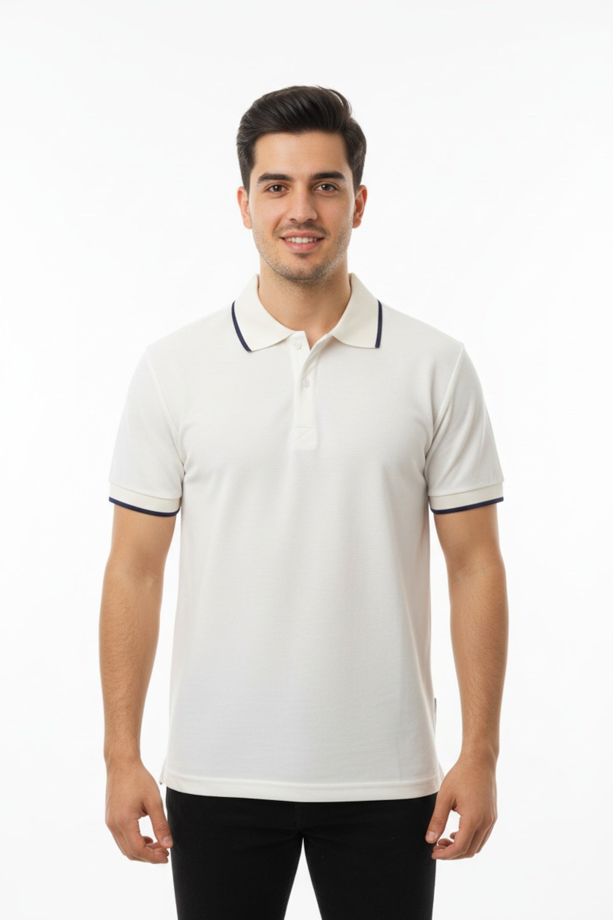 Erkek Polo Yaka Tshirt Ekru - Ön Görünüm