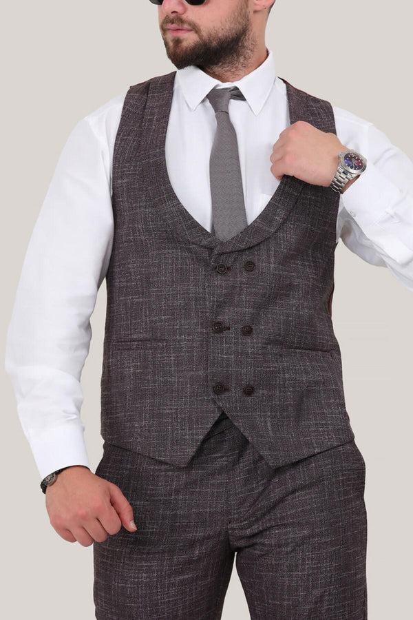 Erkek Takım Bordo - Model Üzerinde Görünüm