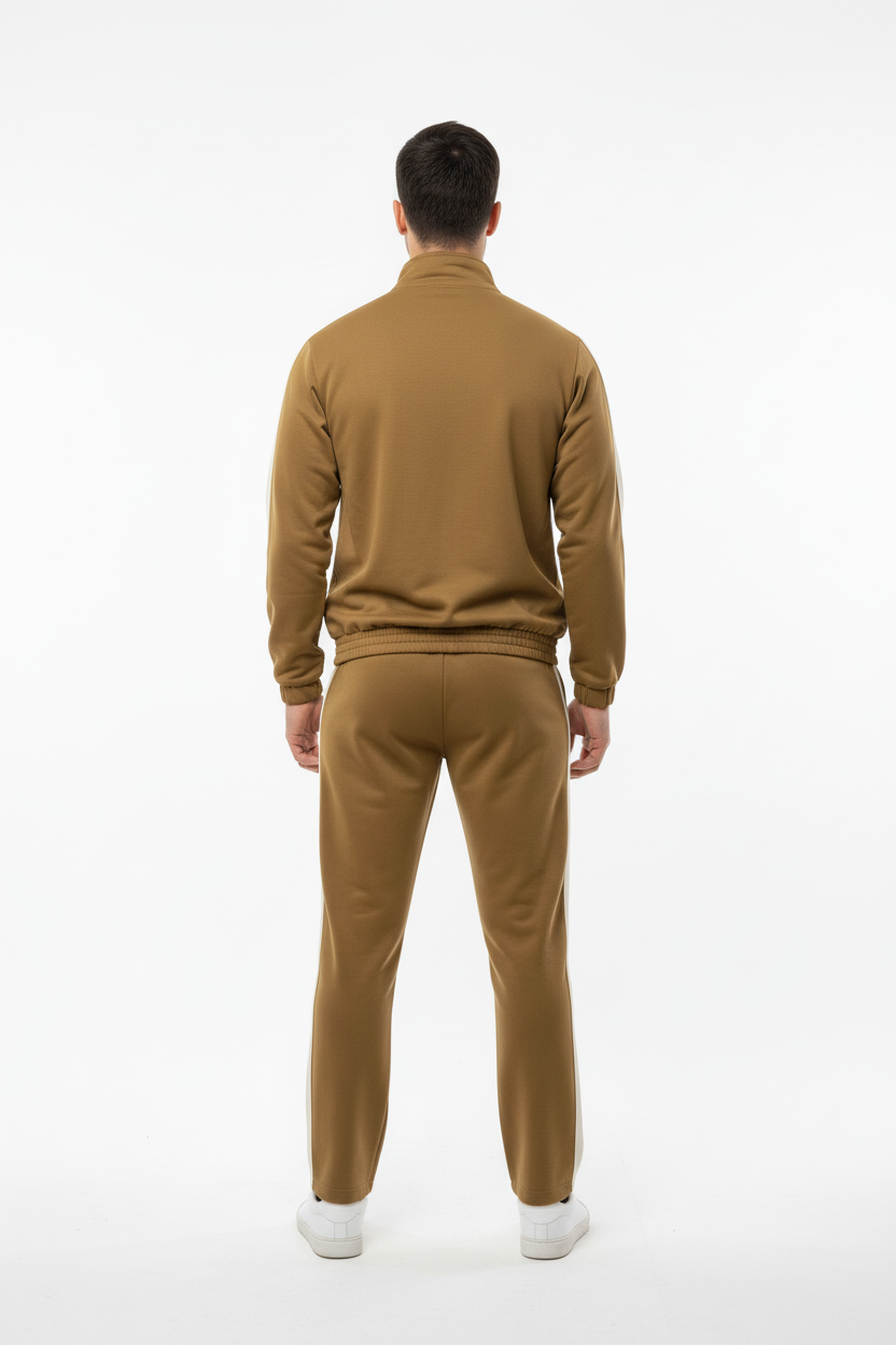 Erkek Yanları Şeritli Eşofman Hardal - Arka Görünüm