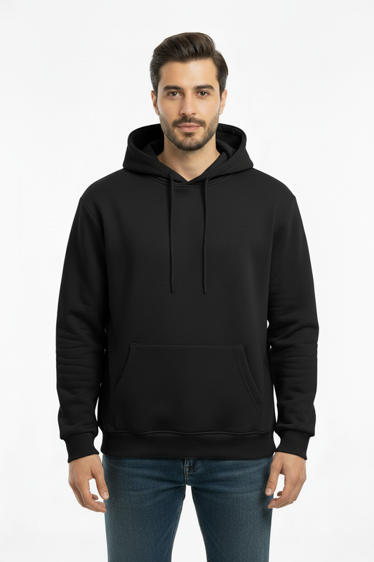 Erkek Kapşonlu İçi Polarlı Sweat Siyah