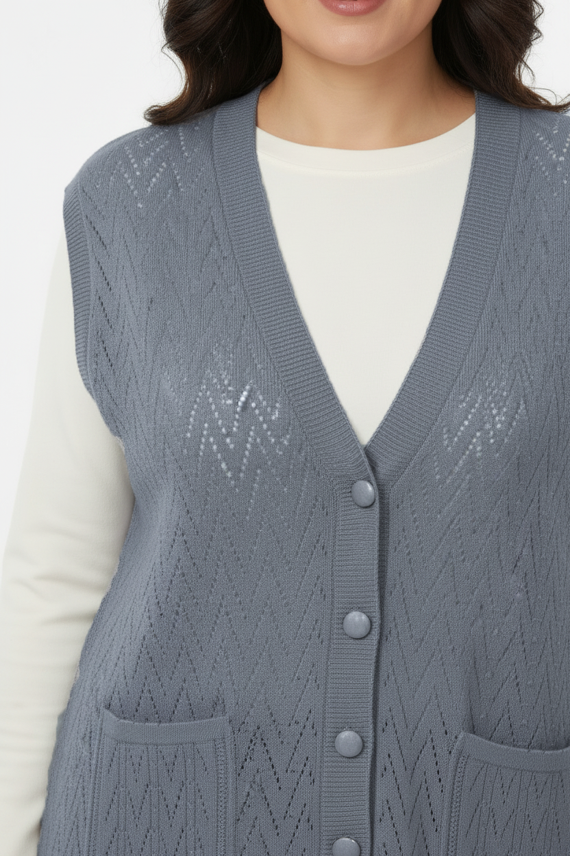 Harmony Büyük Beden Yelek Gri