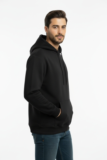 Erkek Kapşonlu İçi Polarlı Sweat Siyah