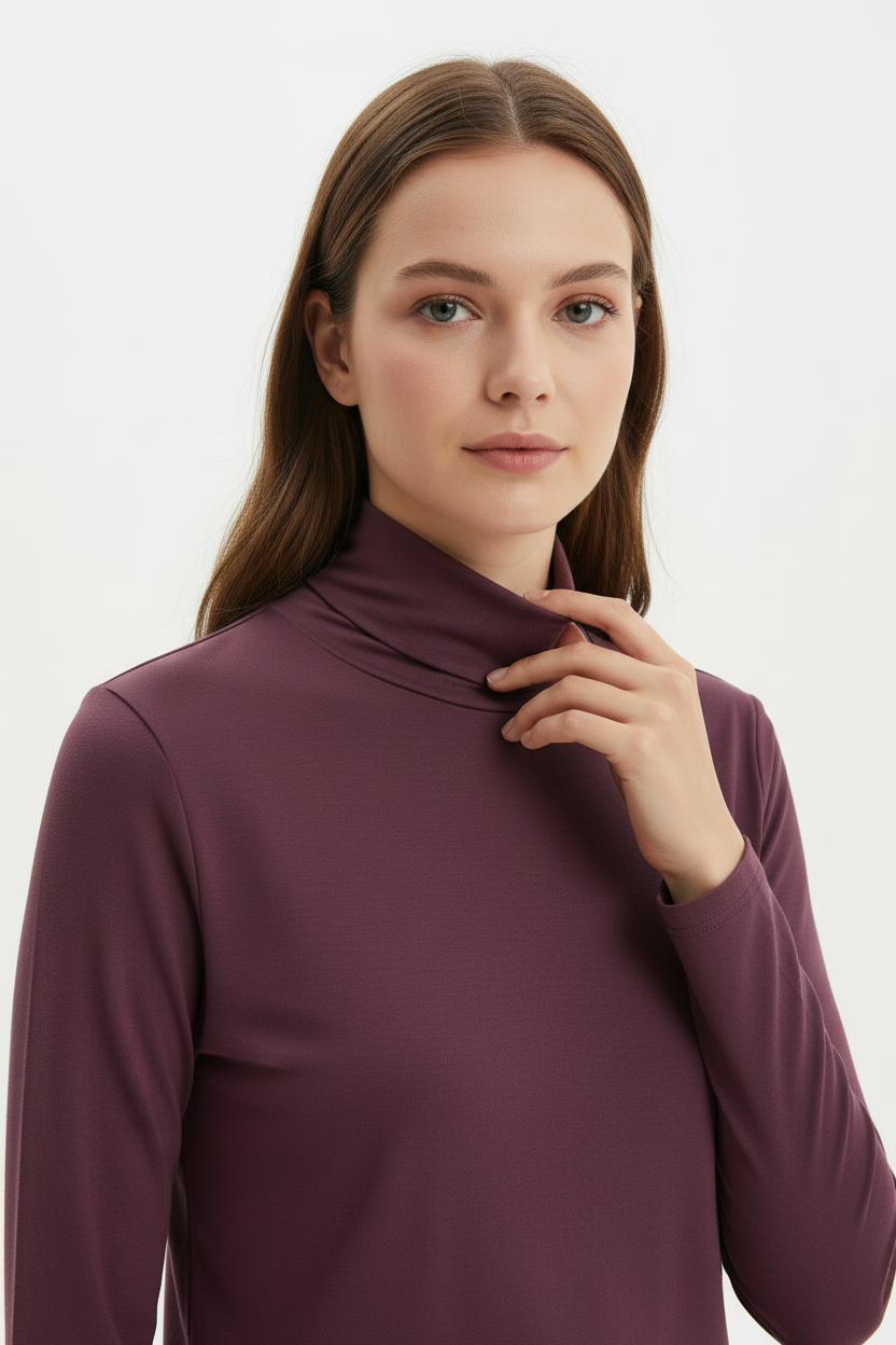 Kadın Balıkçı Yaka Bluz Mürdüm - yaka detayı