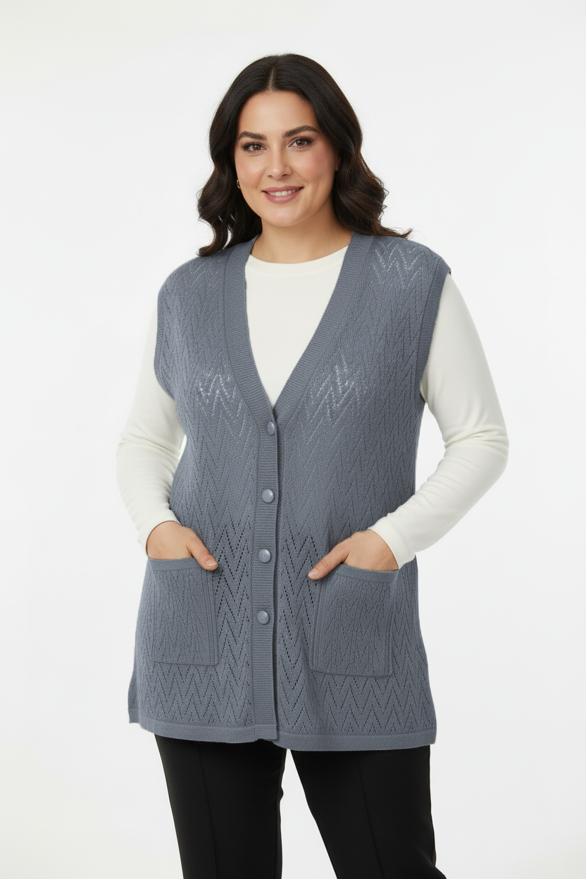 Harmony Büyük Beden Yelek Gri