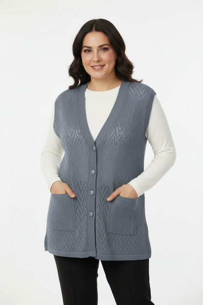Harmony Büyük Beden Yelek Gri