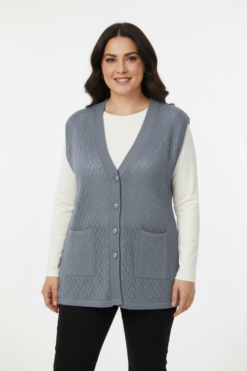 Harmony Büyük Beden Yelek Gri