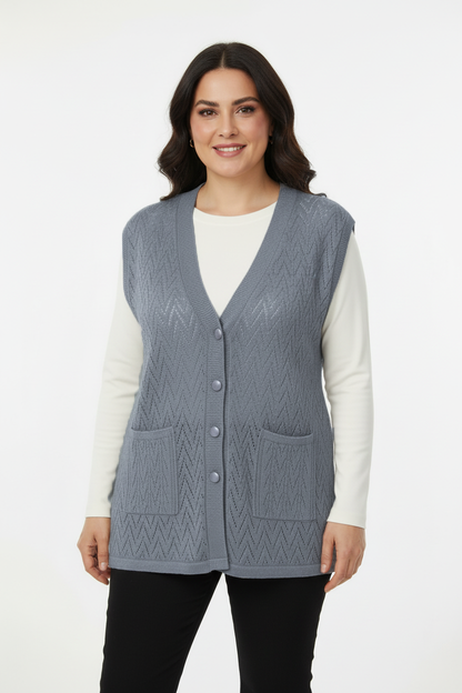Harmony Büyük Beden Yelek Gri