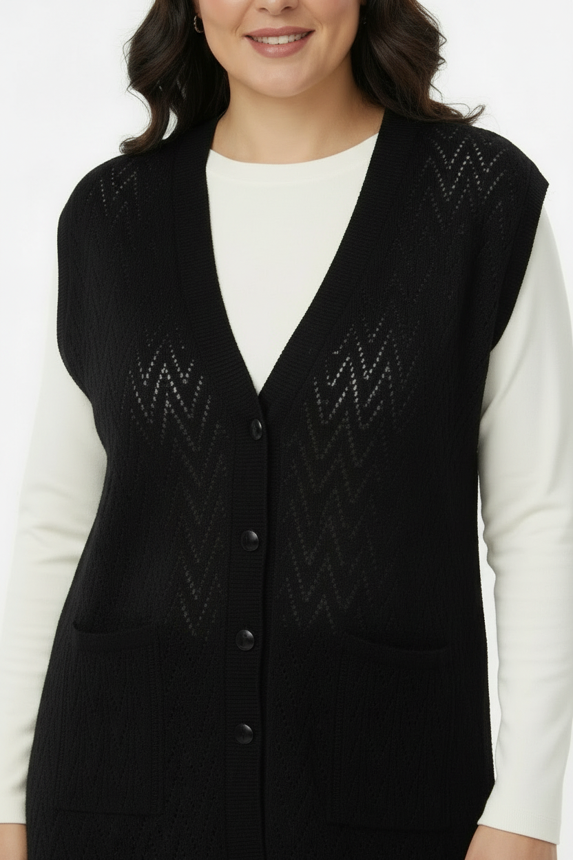 Harmony Büyük Beden Yelek Siyah