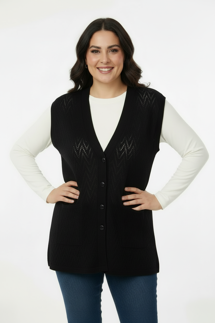 Harmony Büyük Beden Yelek Siyah