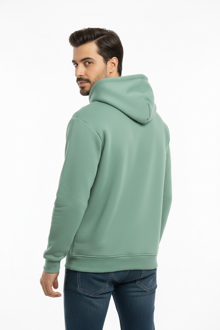 Erkek Kapşonlu İçi Polarlı Sweat Mint