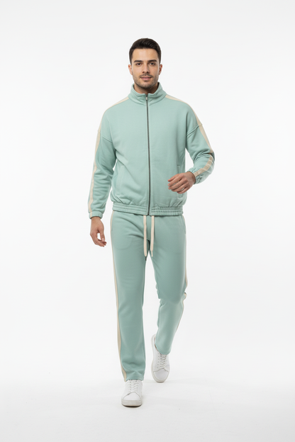 Erkek Yanları Şeritli Eşofman Mint - Canlı Dinamik Poz