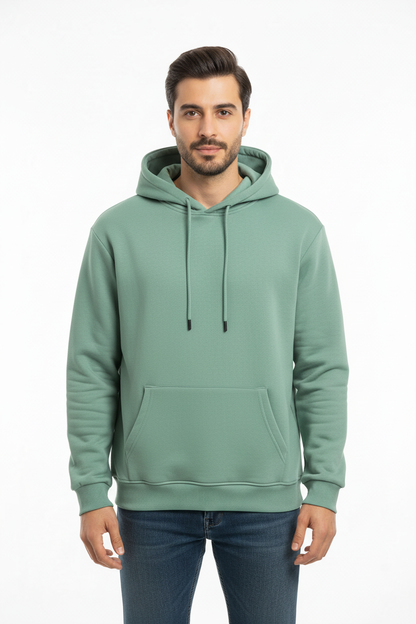 Erkek Kapşonlu İçi Polarlı Sweat Mint