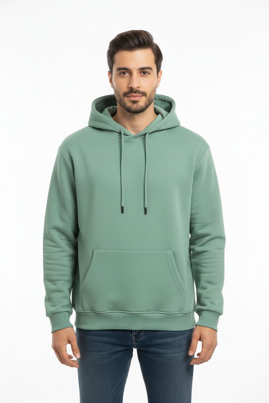 Erkek Kapşonlu İçi Polarlı Sweat Mint