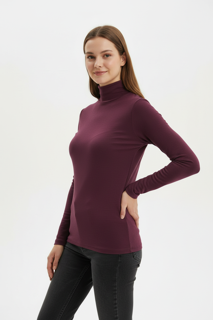 Kadın Balıkçı Yaka Bluz Mürdüm - yan açı