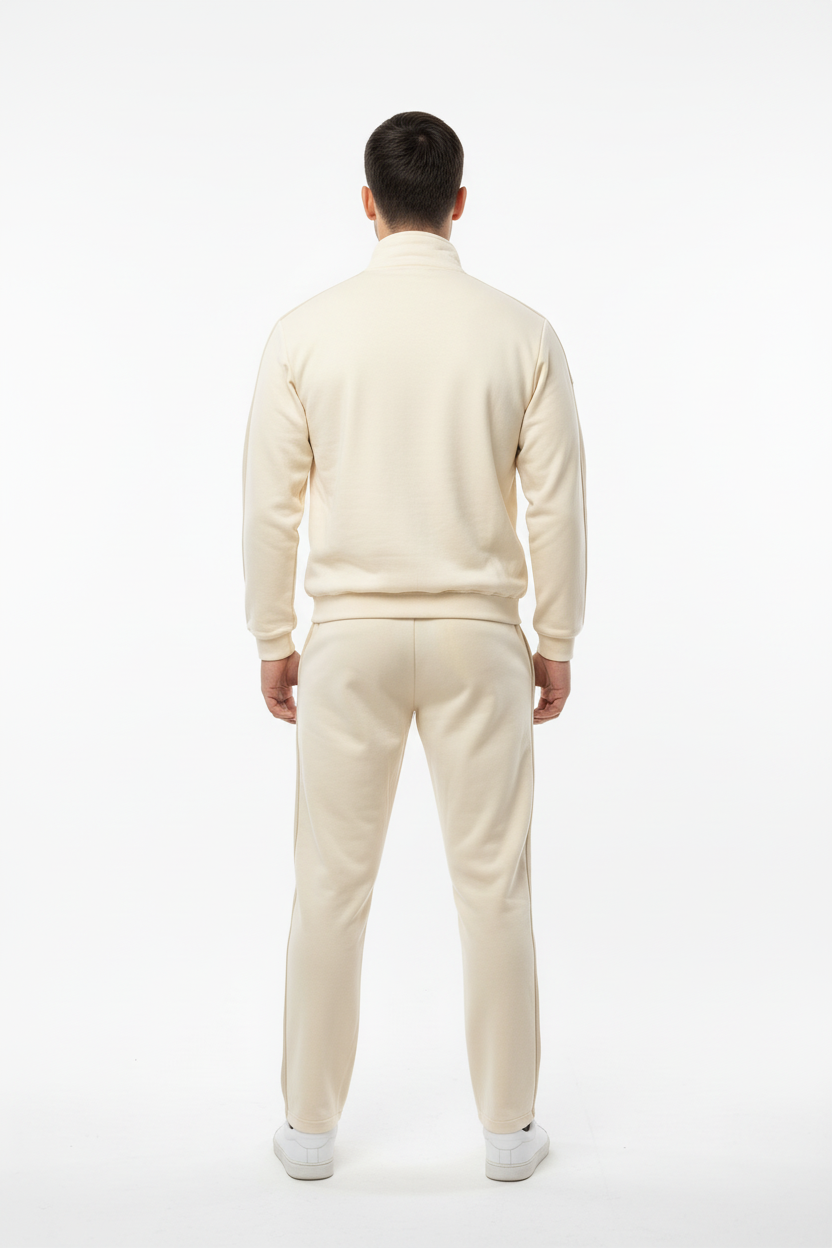 Erkek Yanları Şeritli Eşofman Taş - Arka Görünüm