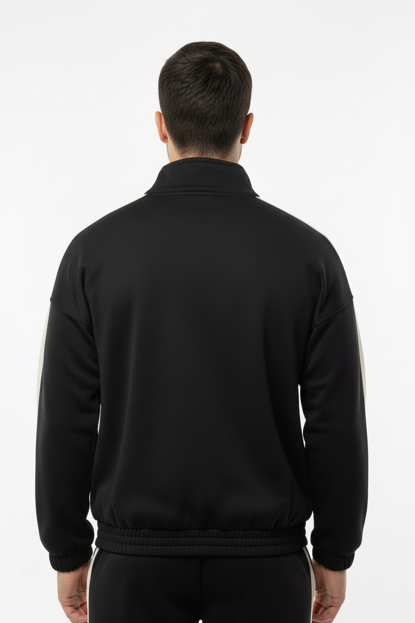 Erkek Kolları Şeritli Ceket Siyah - Üst Beden Arka Görünüm