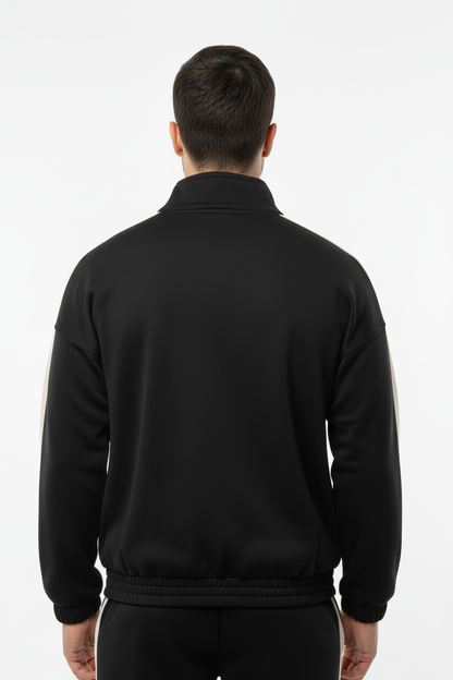 Erkek Kolları Şeritli Ceket Siyah - Üst Beden Arka Görünüm