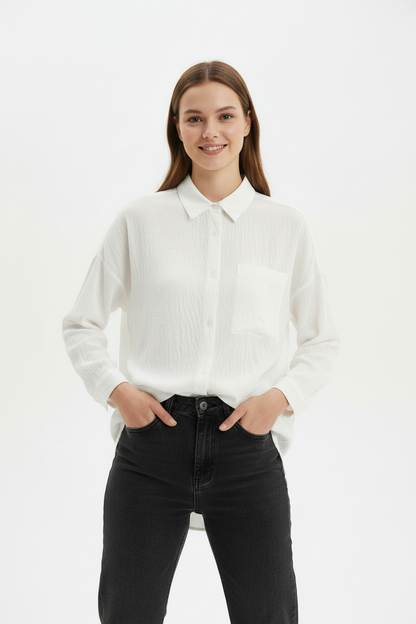 Kadın İçi Atletli Gömlek Ekru - eller cepte