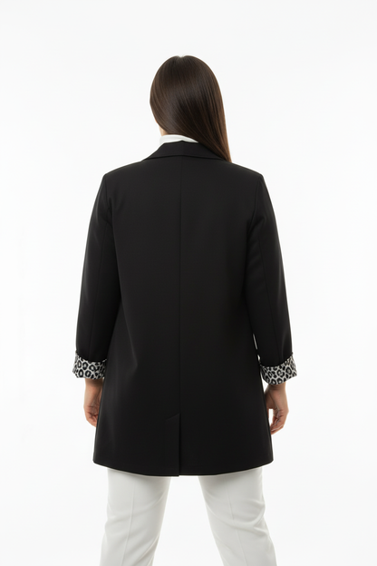 Leopard Blazer Ceket Siyah - Arka Görünüm