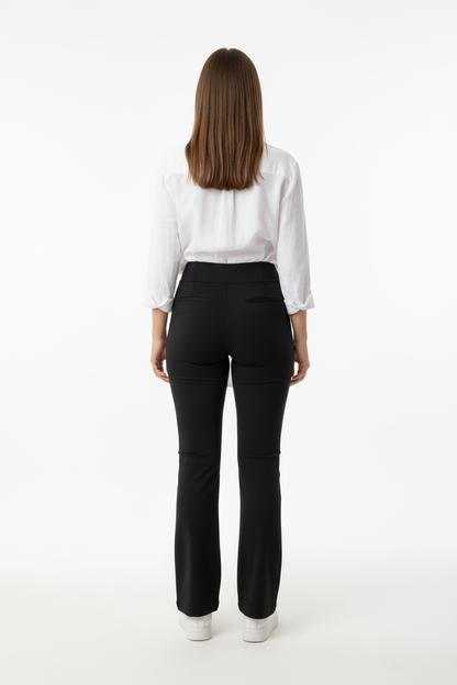 Siyah Yüksek Bel İspanyol Paça Tayt Arka Görünüm