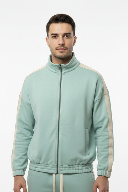Erkek Kolları Şeritli Ceket Mint - Üst Beden Ön Detay