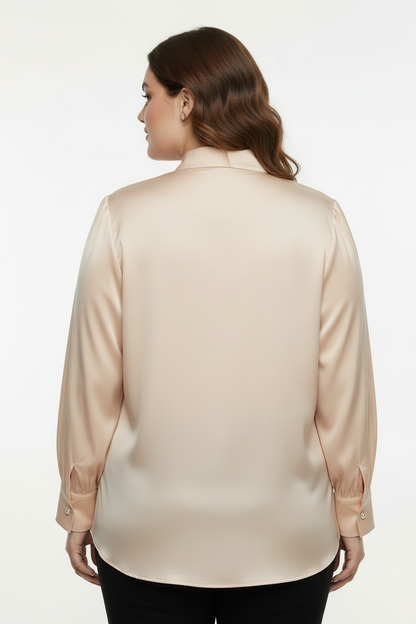 Fularlı Bej Gömlek - Arka Görünüm