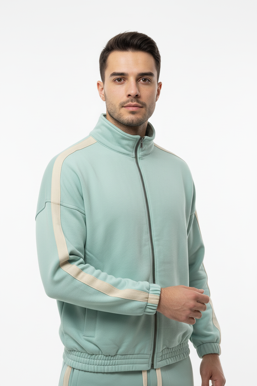Erkek Kolları Şeritli Ceket Mint - Üst Beden Ön Görünüm