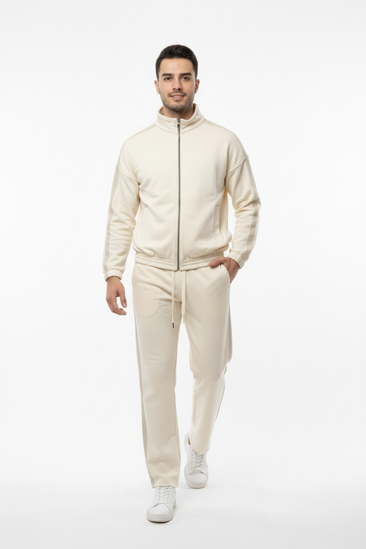 Erkek Yanları Şeritli Eşofman Taş - Dinamik Poz