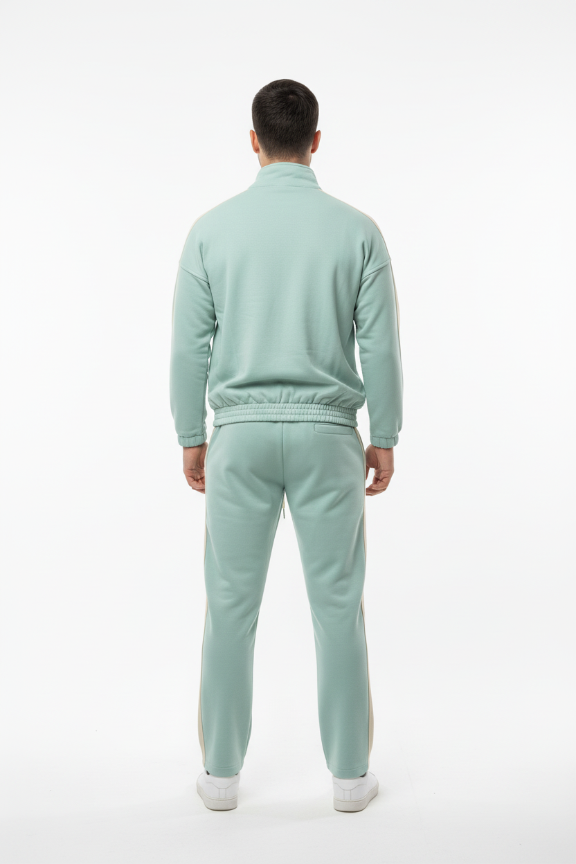 Erkek Yanları Şeritli Eşofman Mint - Arka Görünüm