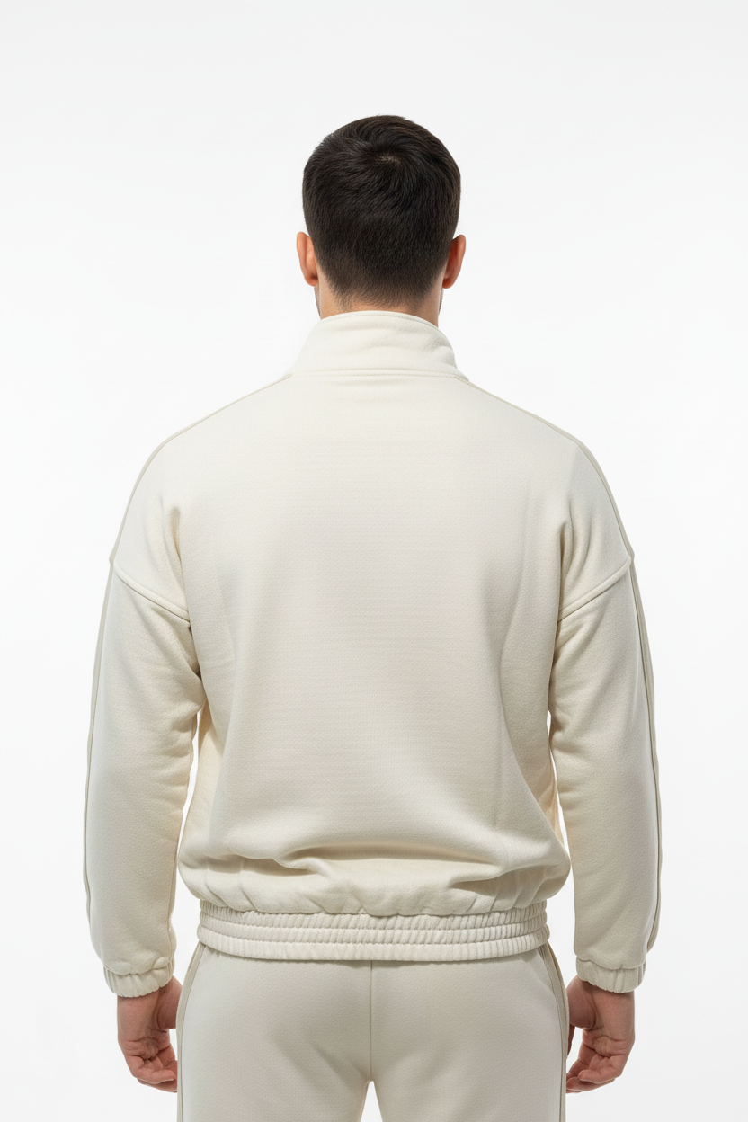 Erkek Kolları Şeritli Ceket Taş - Üst Beden Arka Görünüm