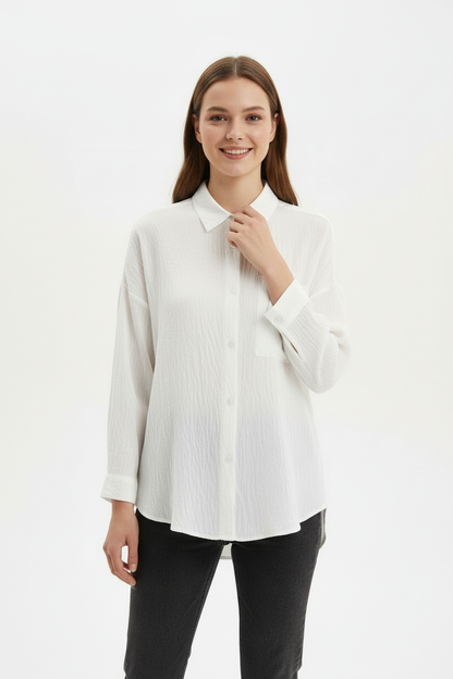 Kadın İçi Atletli Gömlek Ekru - yaka ayarlama