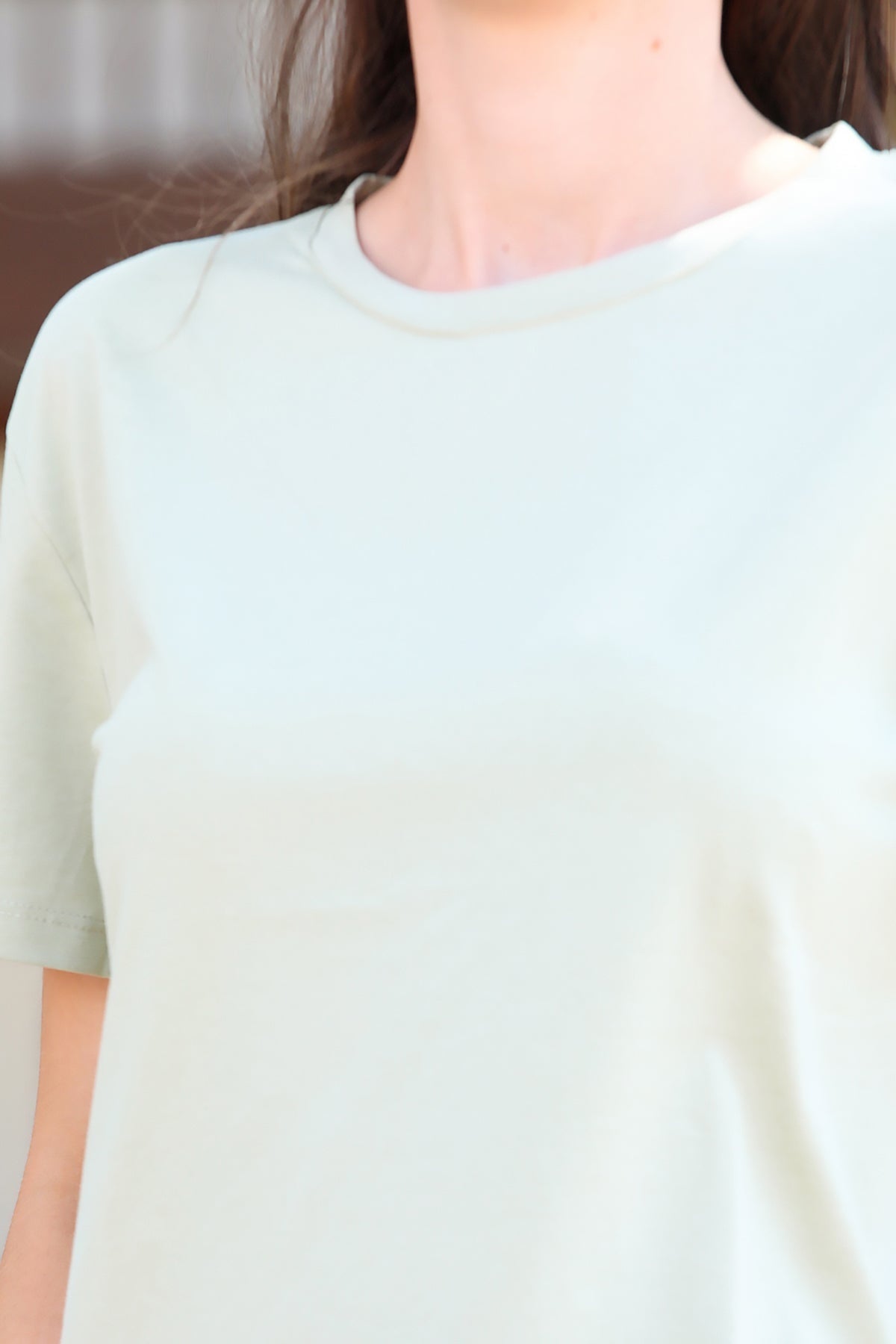 Kadın Bisiklet Yaka Tshirt Haki - Genel Görünüm