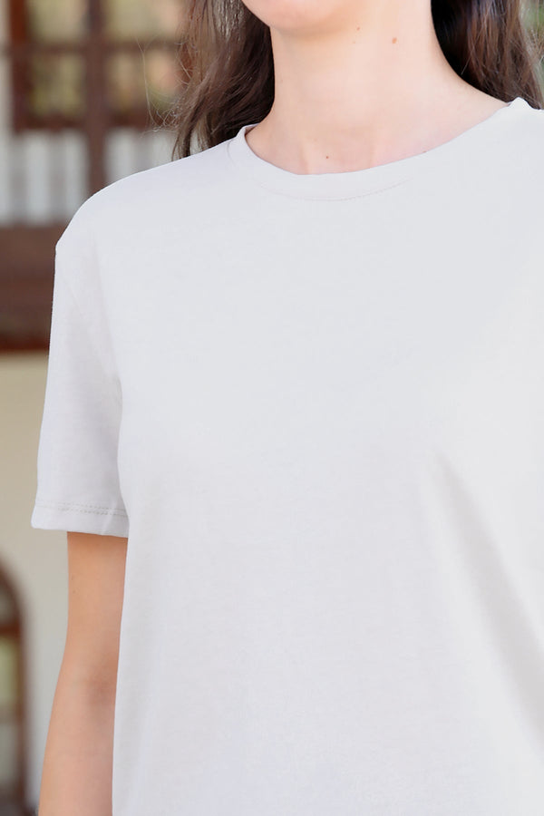 Kadın Bisiklet Yaka Tshirt Vizon - Genel Görünüm