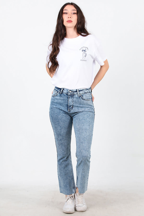 Kadın Crop Jeans Kot Pantolon Mavi - Detay Görünümü