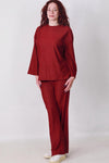 Kadın Geniş Kollu Mevsimlik İkili Takım  Bordo