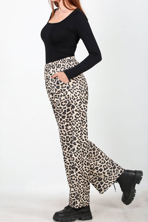 Kadın Leoparlı Pantolon Bej - Ön Görünüm