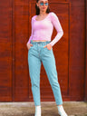 Kadın Mom Jeans Kot Pantolon  Mavi