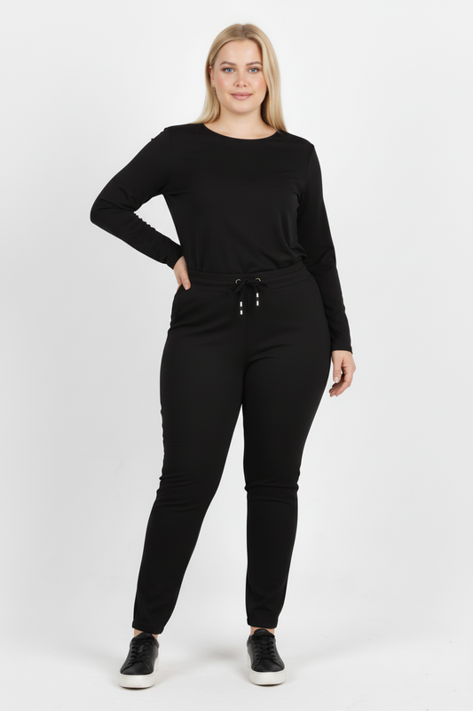 Movix Büyük Beden Duble Paça Tayt Siyah