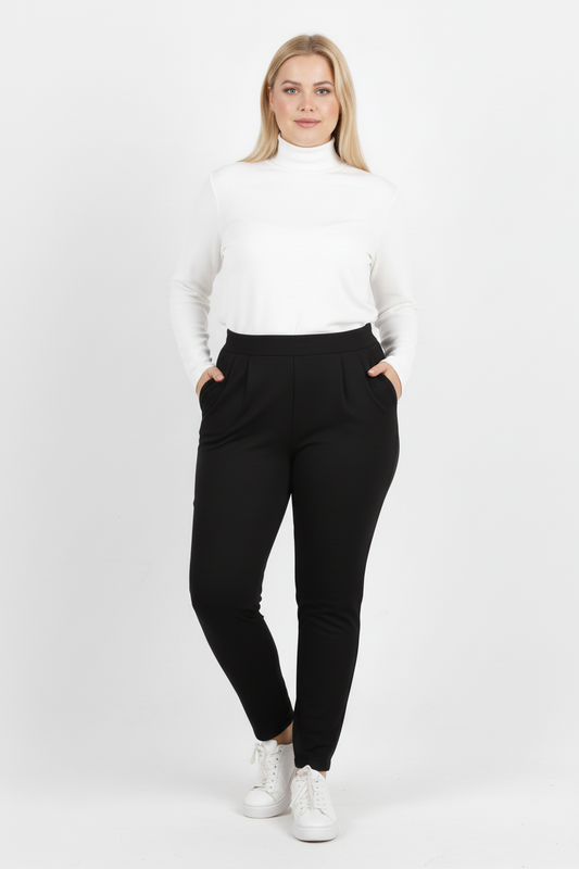 Zyra Büyük Beden Paça Fermuar Detay Pantolon Siyah