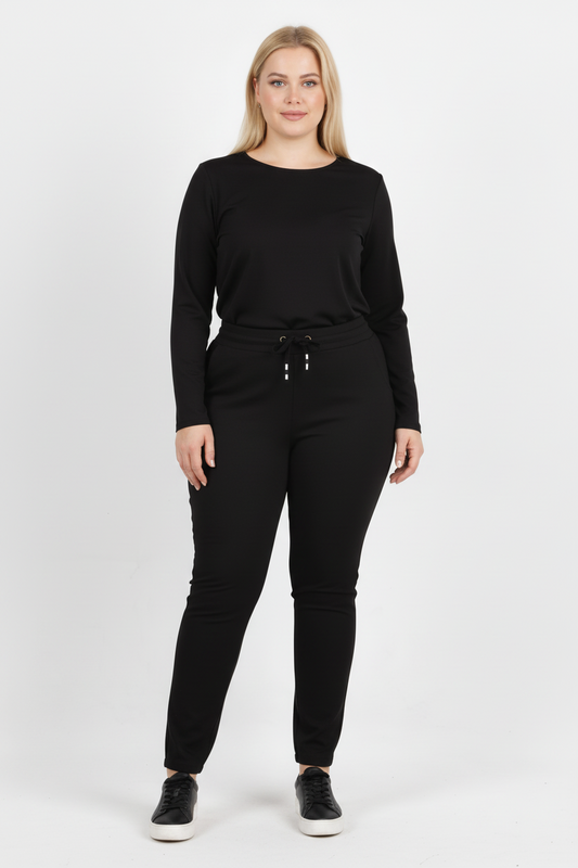 Movix Büyük Beden Duble Paça Tayt Siyah