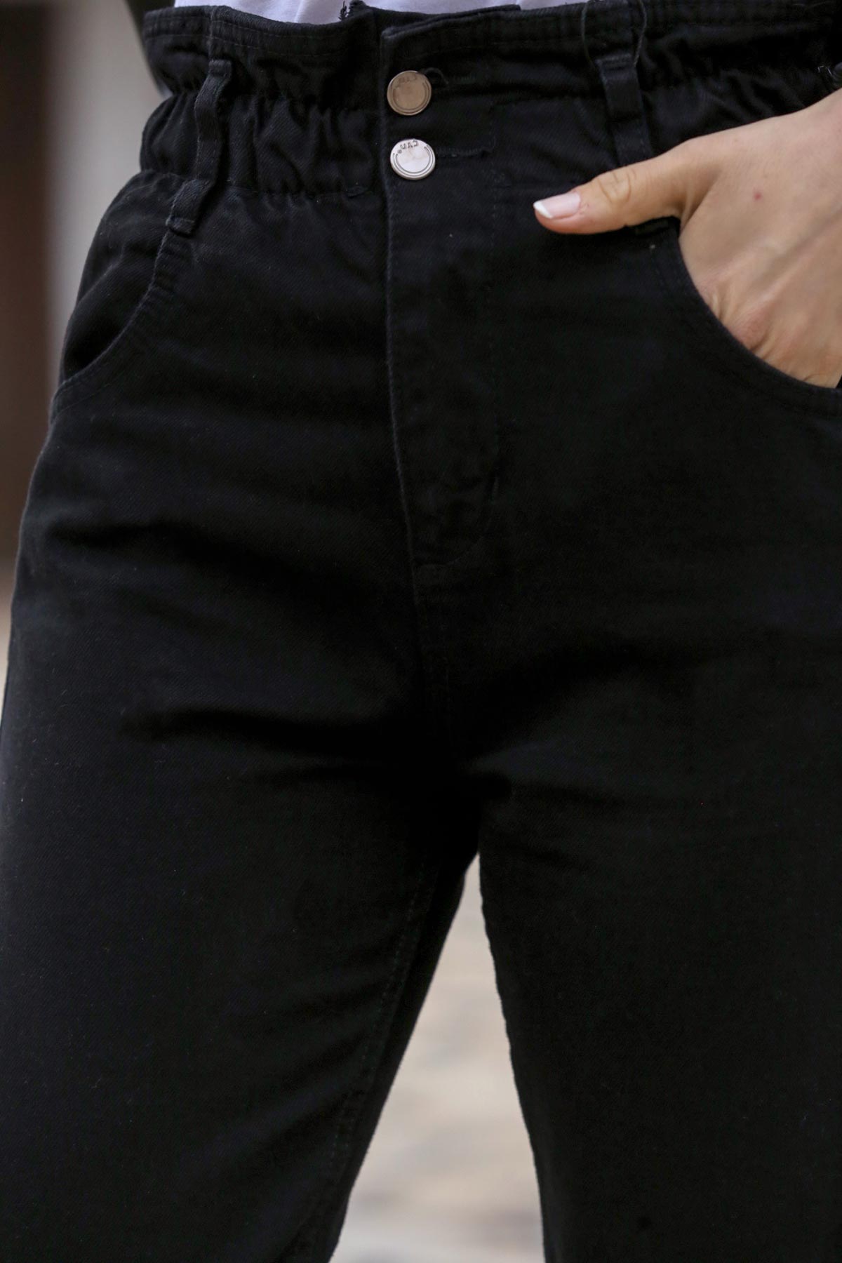 Kadın Mom Jeans Kot Pantolon Siyah