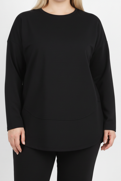 Modera Büyük Beden Parça Detay İkili Takım Siyah